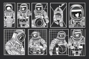 An astronaut inside of a geometric form. he looks directly at you. it should be in black-white with red tones tattoo idea