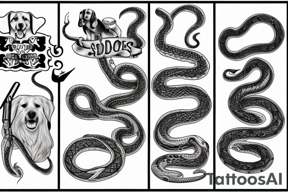 A dog and two snakes tattoo idea