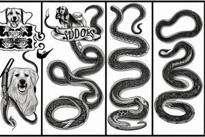 A dog and two snakes tattoo idea