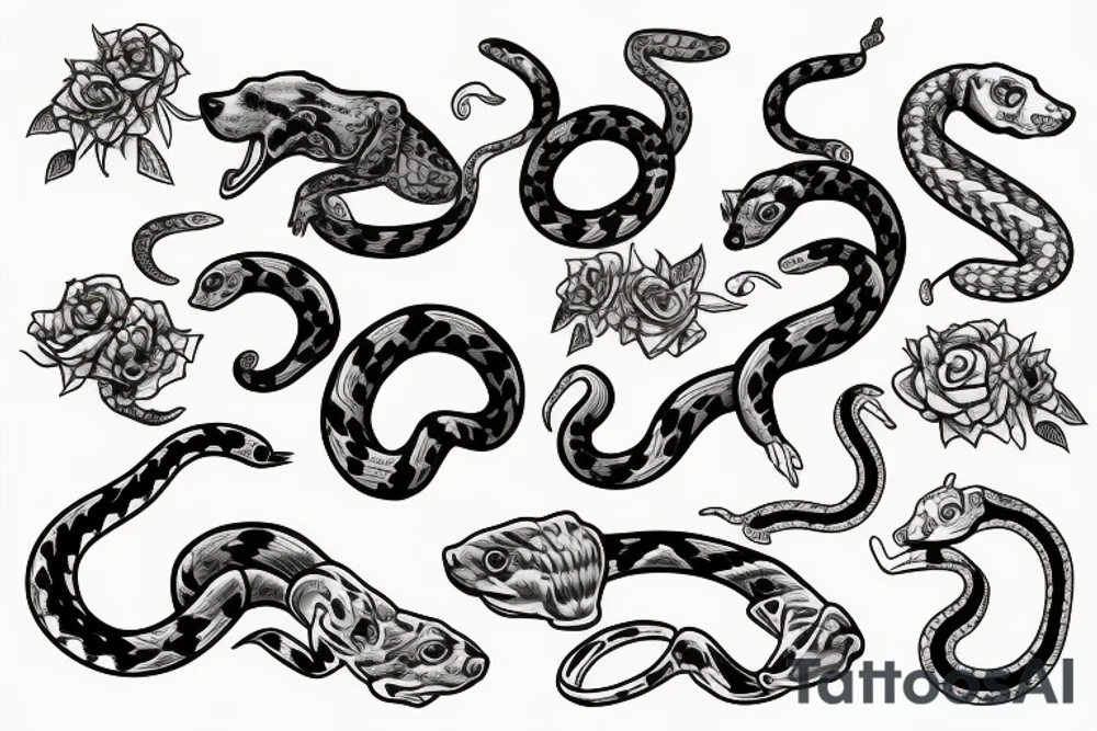 A dog and two snakes tattoo idea