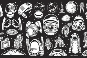 An astronaut helmet. it looks directly at you. there is an alien landscape around tattoo idea
