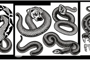 A dog and two snakes tattoo idea