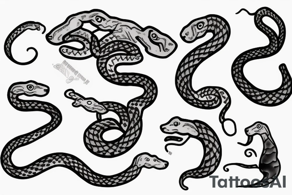 A dog and two snakes tattoo idea