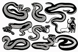 A dog with two snakes tattoo idea