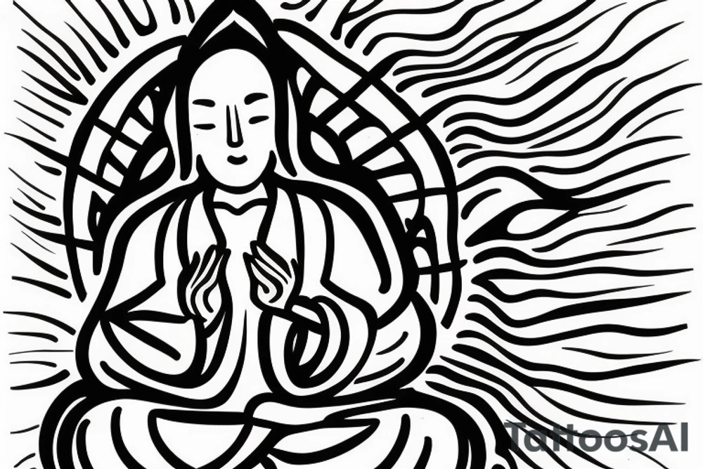 Zen meditator with the heart of Christ. tattoo idea