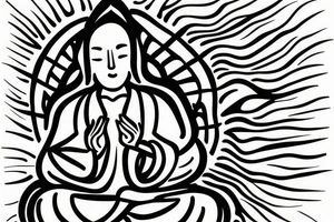 Zen meditator with the heart of Christ. tattoo idea