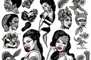 African Hawaiian Filipina pin up model tattoo idea