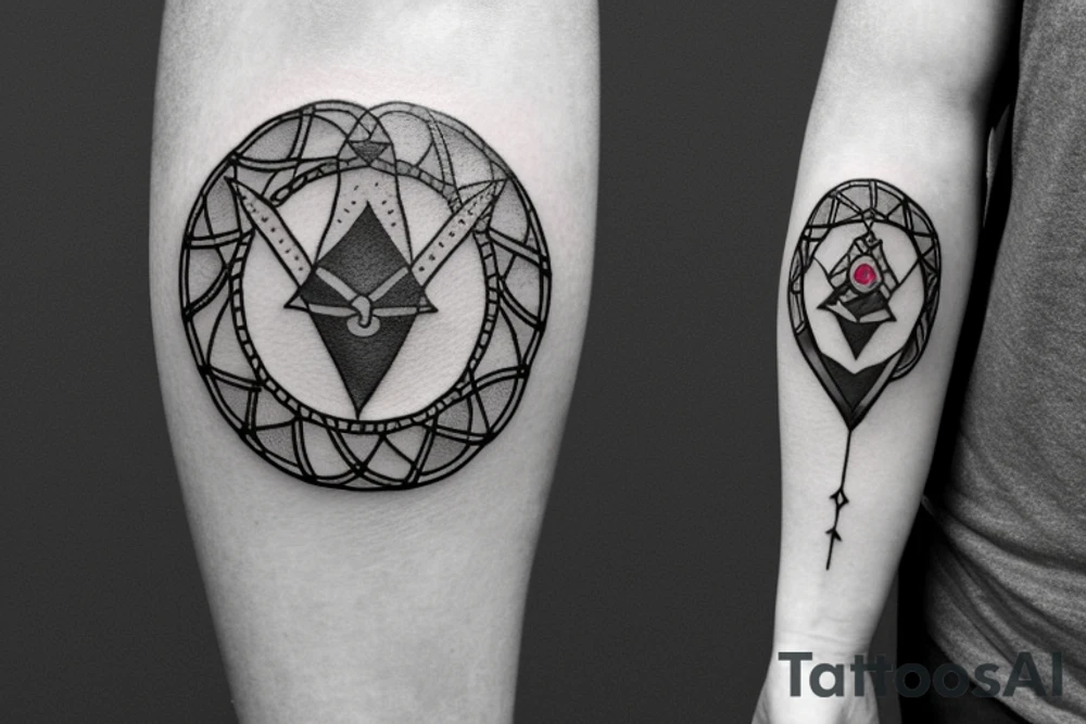 A sword with a crown as the pommel and a heart on the blade. All surrounded by a circle tattoo idea