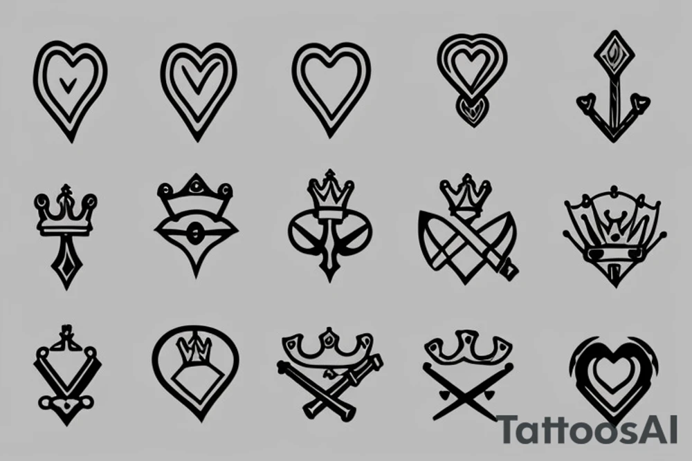 A sword with a crown and a heart tattoo idea