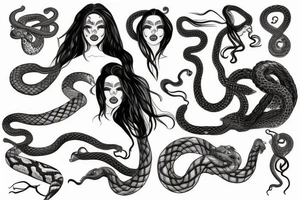 Medusa with flowing snake hair tattoo idea