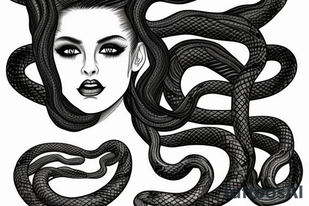 Medusa with flowing snake hair tattoo idea