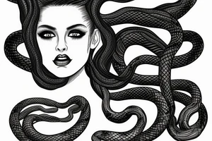 Medusa with flowing snake hair tattoo idea
