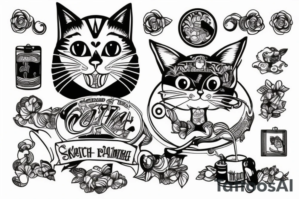 Cat eating a human tattoo idea