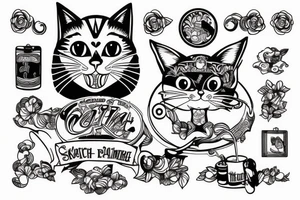 Cat eating a human tattoo idea