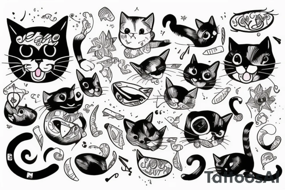 Cat eating a human tattoo idea