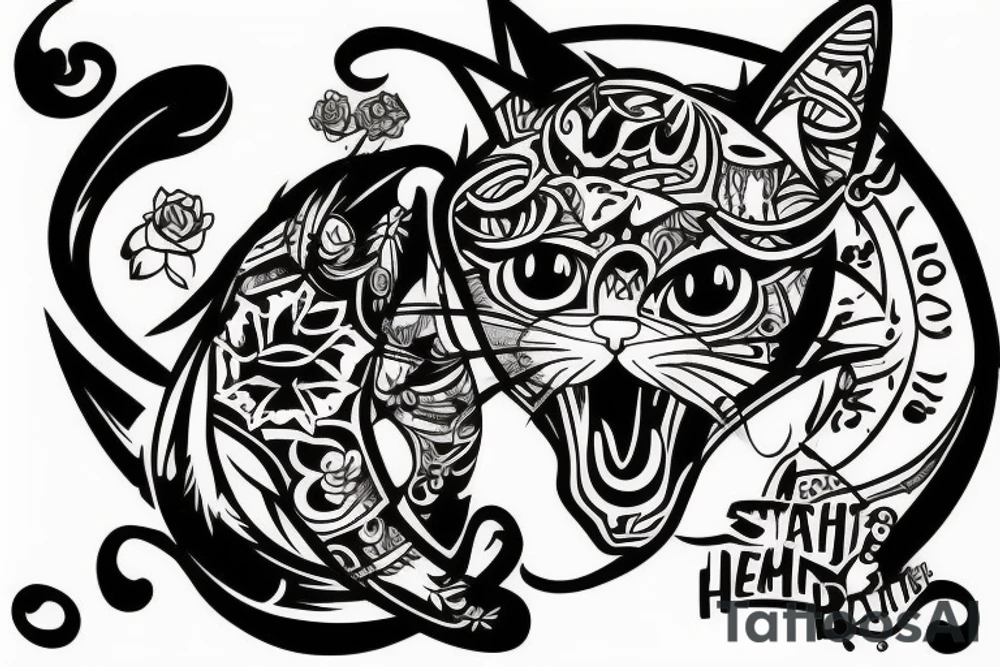 Cat eating a human tattoo idea
