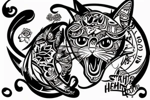 Cat eating a human tattoo idea