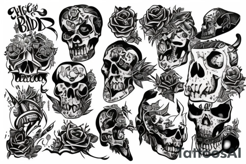 Chicano style die hard tattoo idea