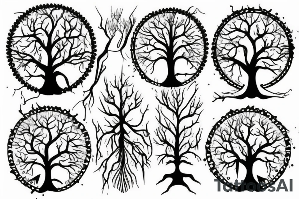 Iggdrasil tree around the shoulder tattoo idea