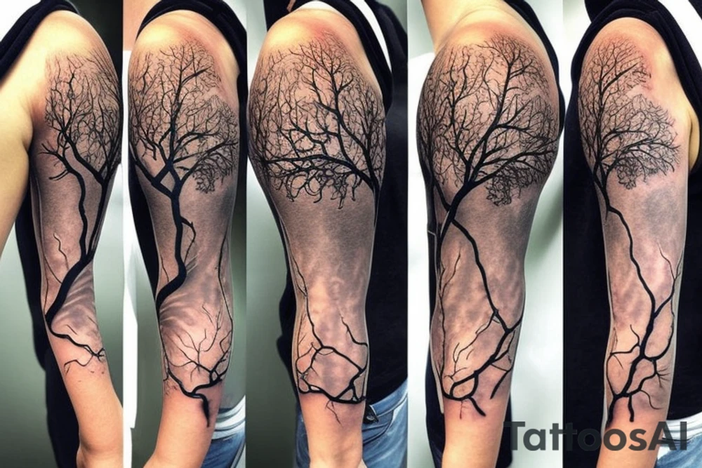 Iggdrasil tree around the shoulder tattoo idea