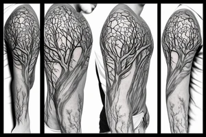 Iggdrasil tree around the shoulder tattoo idea