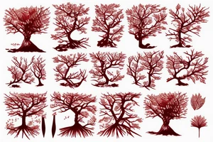 Japanese tree red color on stomach tattoo idea
