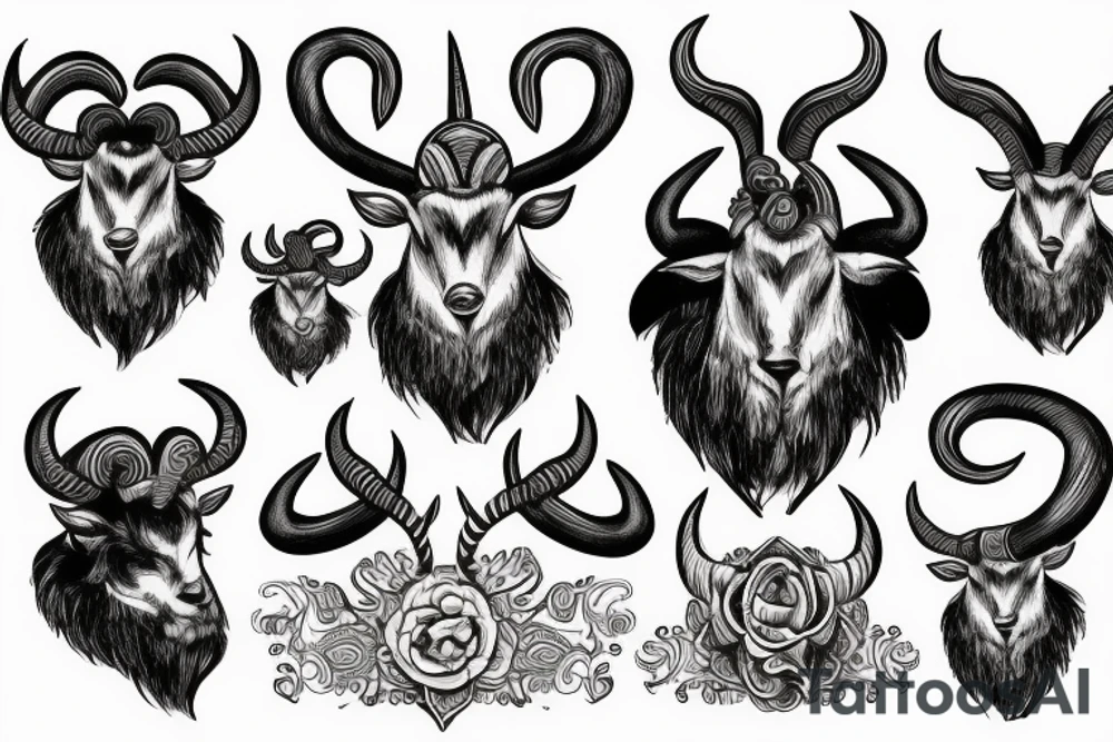 Ram with horns tattoo idea