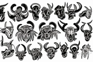 Ram with horns tattoo idea