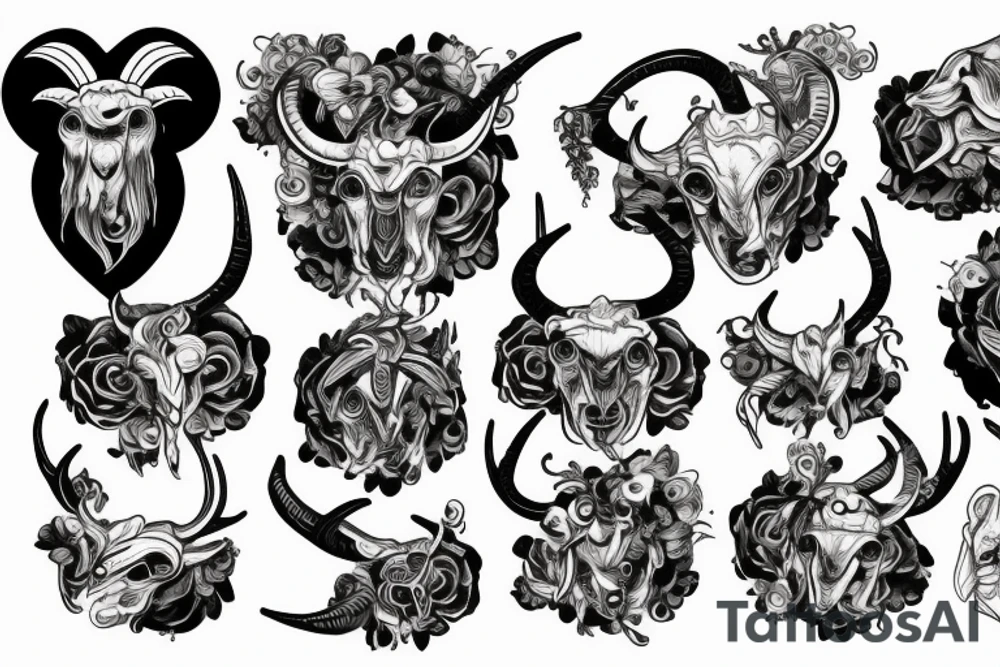 Ram with horns tattoo idea