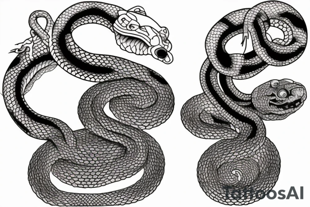 dog and snake fight tattoo idea