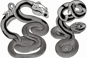 dog and snake fight tattoo idea