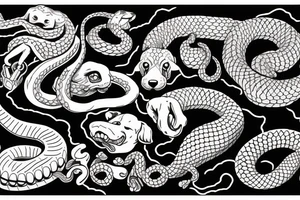 dog and snake fight tattoo idea