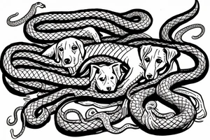 dog and snake fight tattoo idea