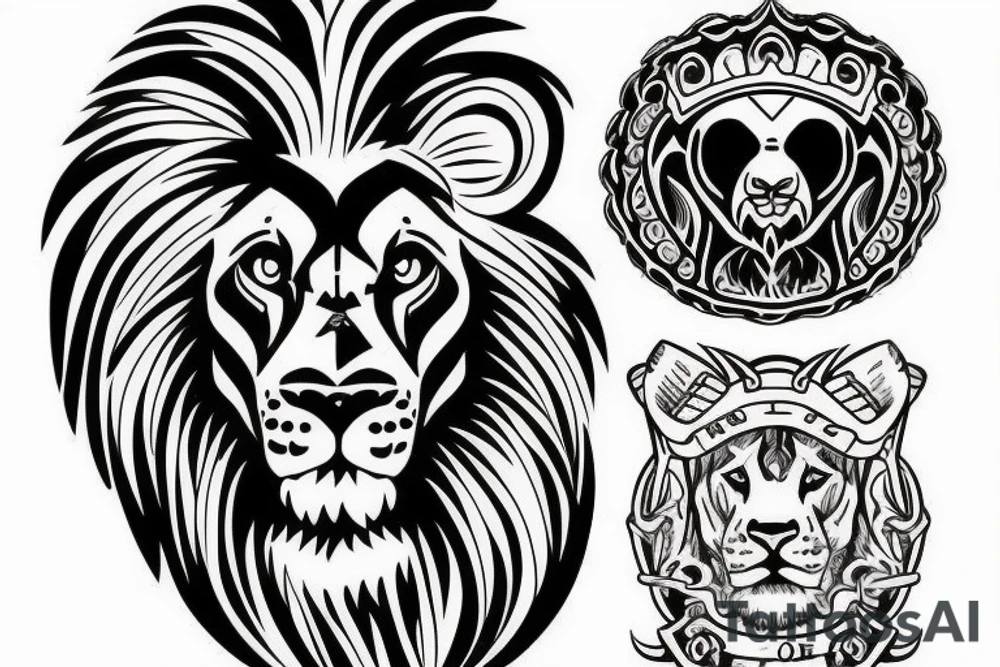 Lion Sketch drawn like sailor Joe tattoo idea