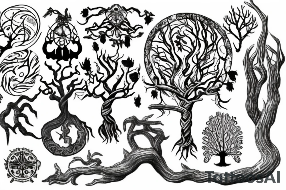 nine worlds and iggdrasil tree tattoo idea
