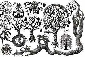 nine worlds and iggdrasil tree tattoo idea