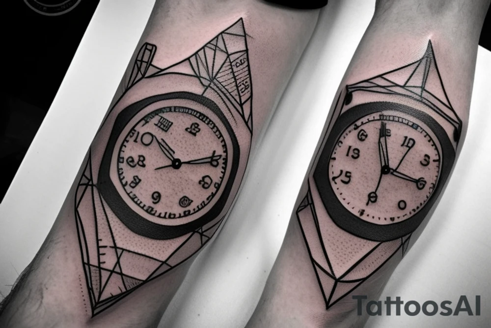 Triangle, mechanical watch, an eye and an airplane tattoo idea