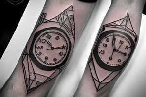 Triangle, mechanical watch, an eye and an airplane tattoo idea