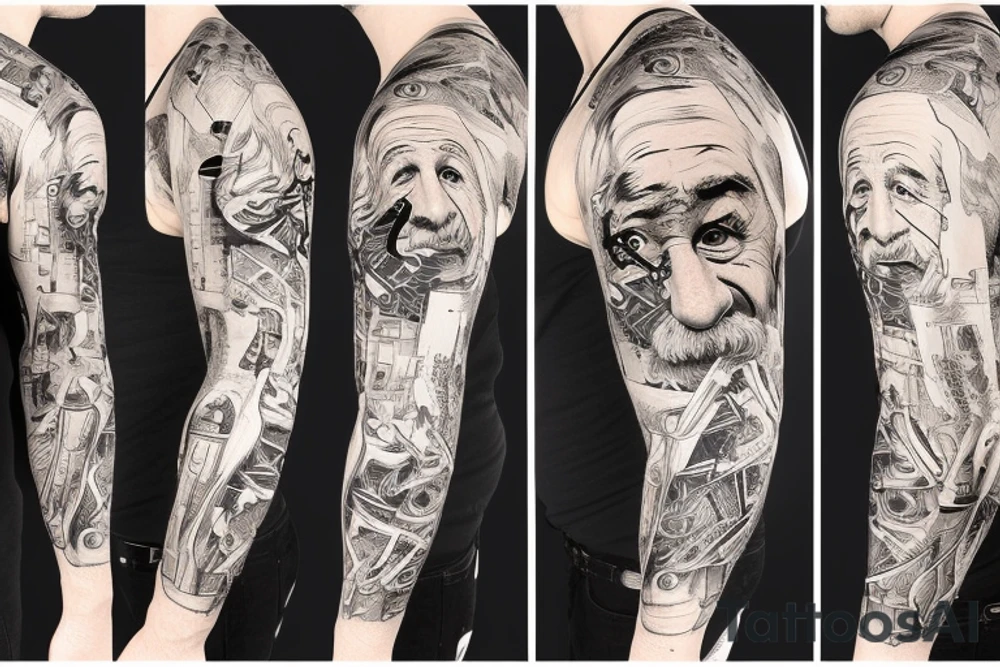 science based full sleeve with einstein and geometry tattoo idea science based full sleeve with einstein and geometry tattoo idea