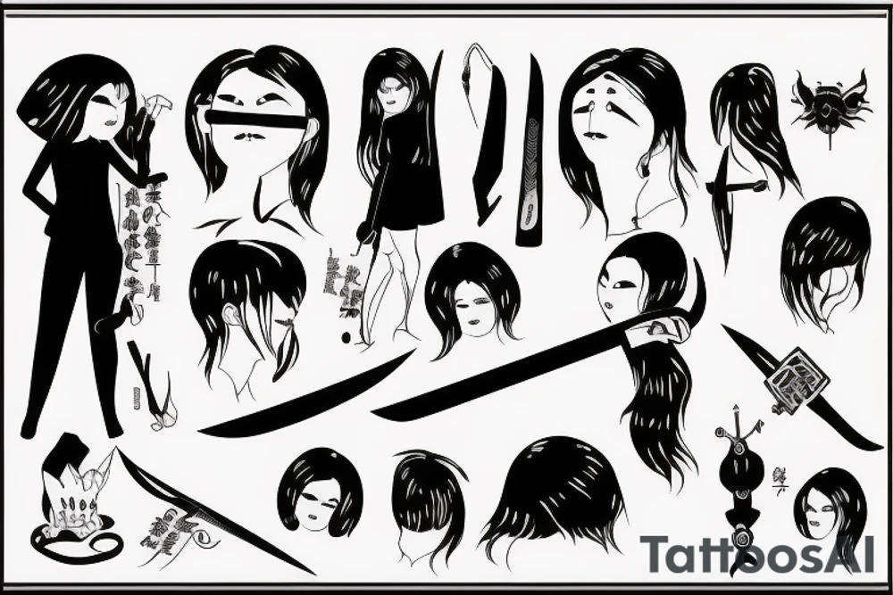 blind woman with a blade tattoo idea