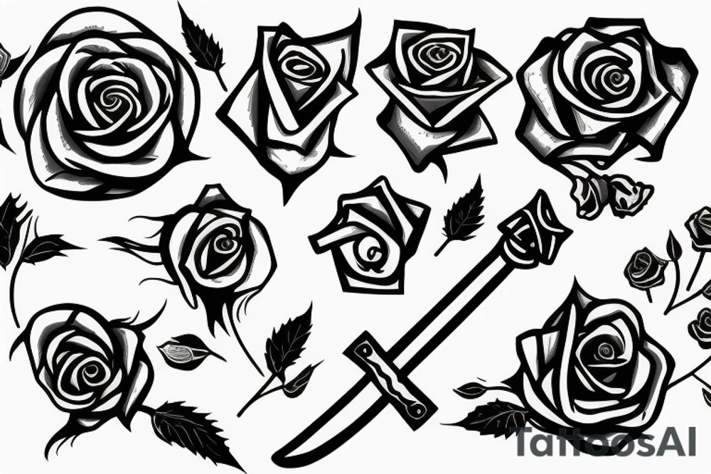 sword with a rose tattoo idea