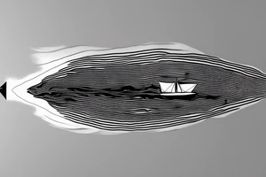 Top down view of a sailboat leaving a trail of oil ripples tattoo idea