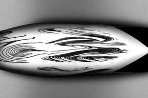 Top down view of a sailboat leaving a trail of oil ripples tattoo idea