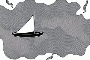 Top down view of a sailboat leaving a trail of oil ripples tattoo idea