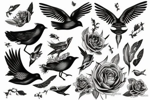 Oiseau qui s'envolent qui deviennent de plus en plus gros tattoo idea