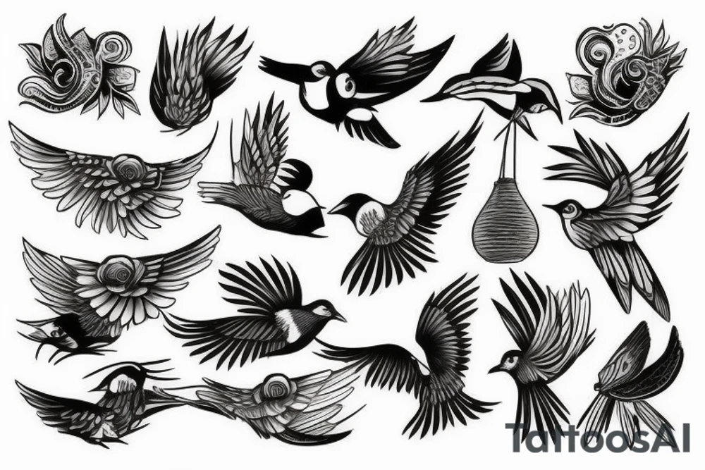 Oiseau qui s'envolent qui deviennent de plus en plus gros tattoo idea