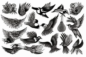 Oiseau qui s'envolent qui deviennent de plus en plus gros tattoo idea