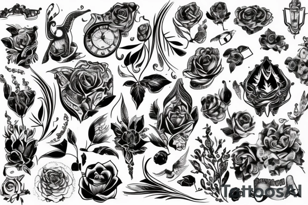 Дракон с цветами tattoo idea