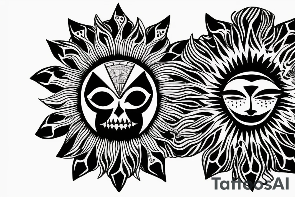 Sun with an eye tattoo idea