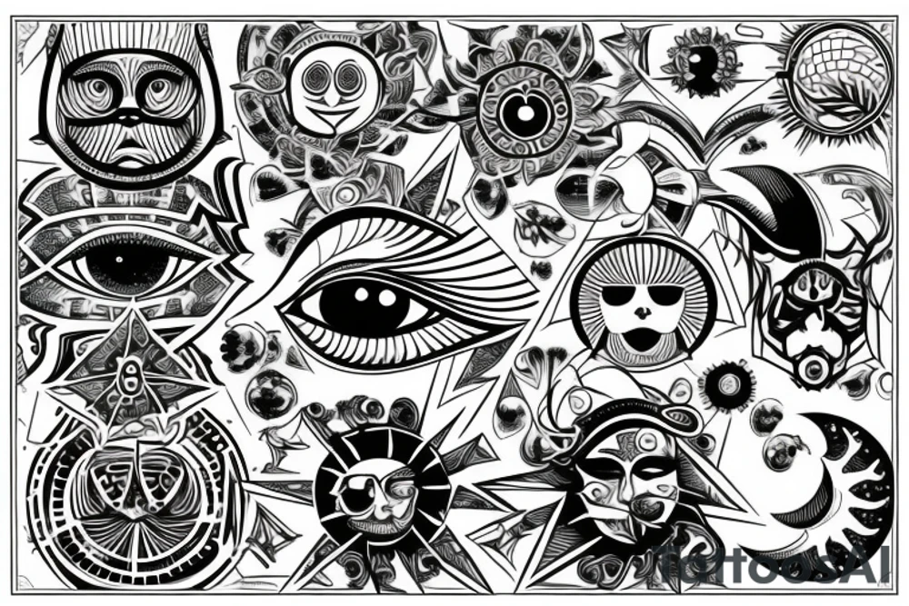 Sun with an eye tattoo idea